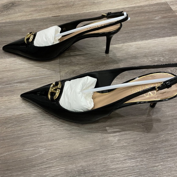 2024 Valentino, black patent sling back, size 37 - Picture 2 of 7